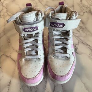 Adidas Kids High-Top Sneakers - White and Purple